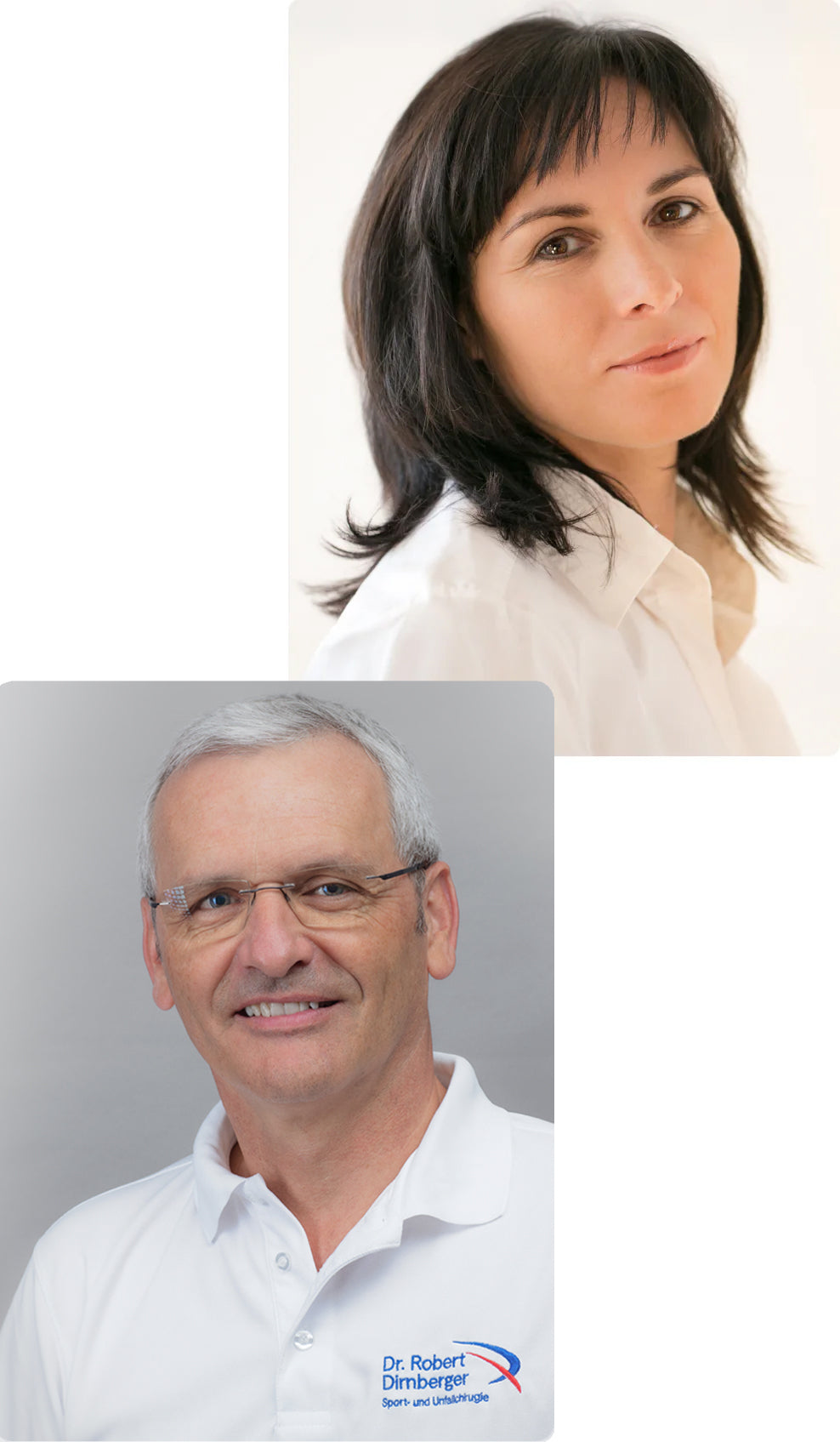 Porträts einer Frau mit dunklem Haar und eines Mannes mit Brille – das Team hinter Seemed.